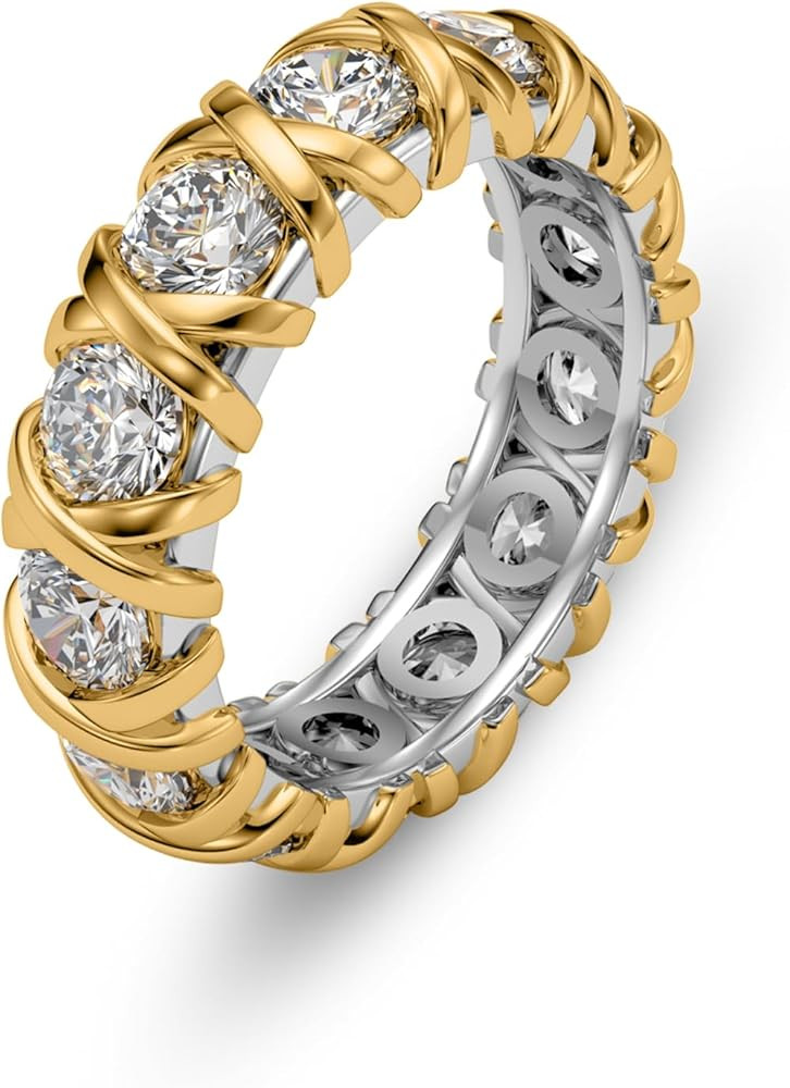 Gold CZ Wedding Band Rings For Women, Cubic Zirconia Rings For Women, Simulated Diamond Stackable... | Amazon (US)