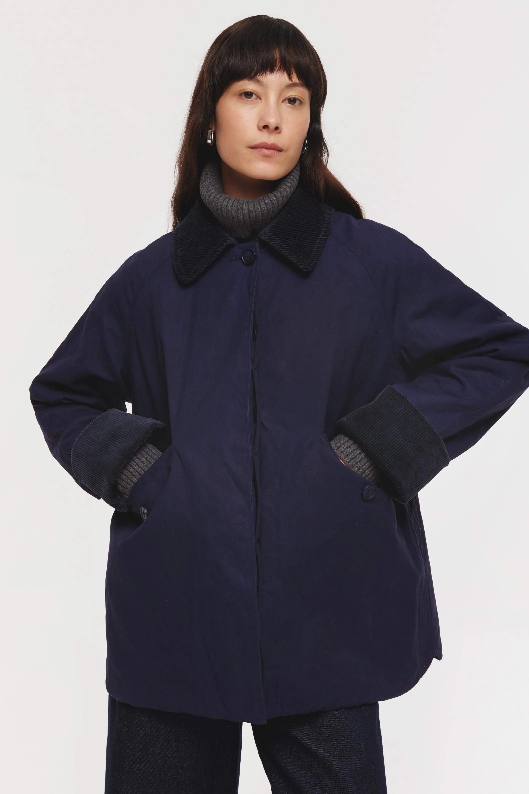 Betty | Reversible Wax Coat in Navy | ALIGNE | Aligne UK