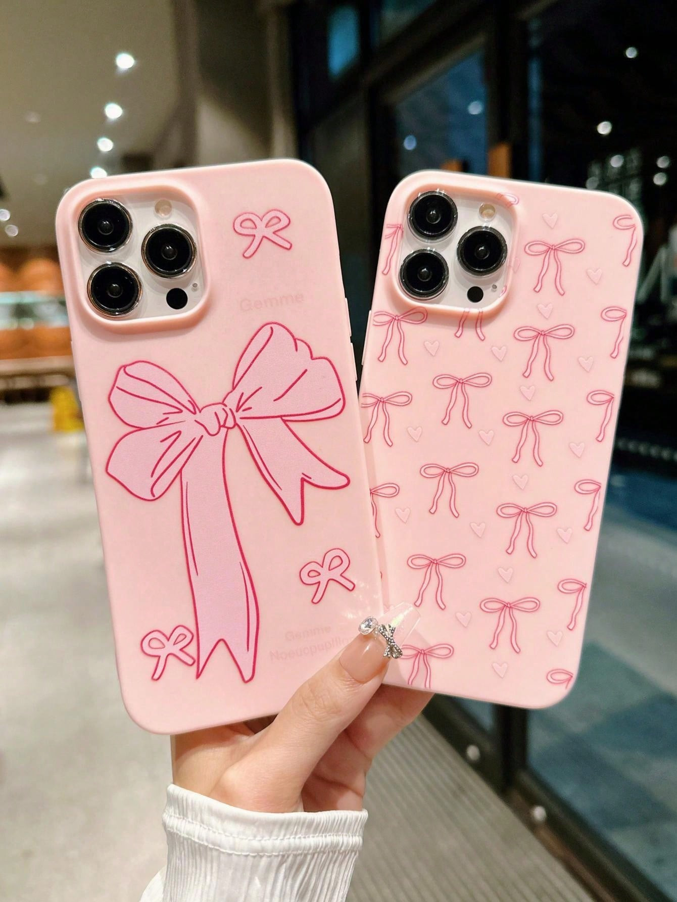 Aesthetic 2pcs/Set Pink Bowknot Pattern Phone Case Compatible With IPhone 15 Pro Max, 11/12/13/14... | SHEIN