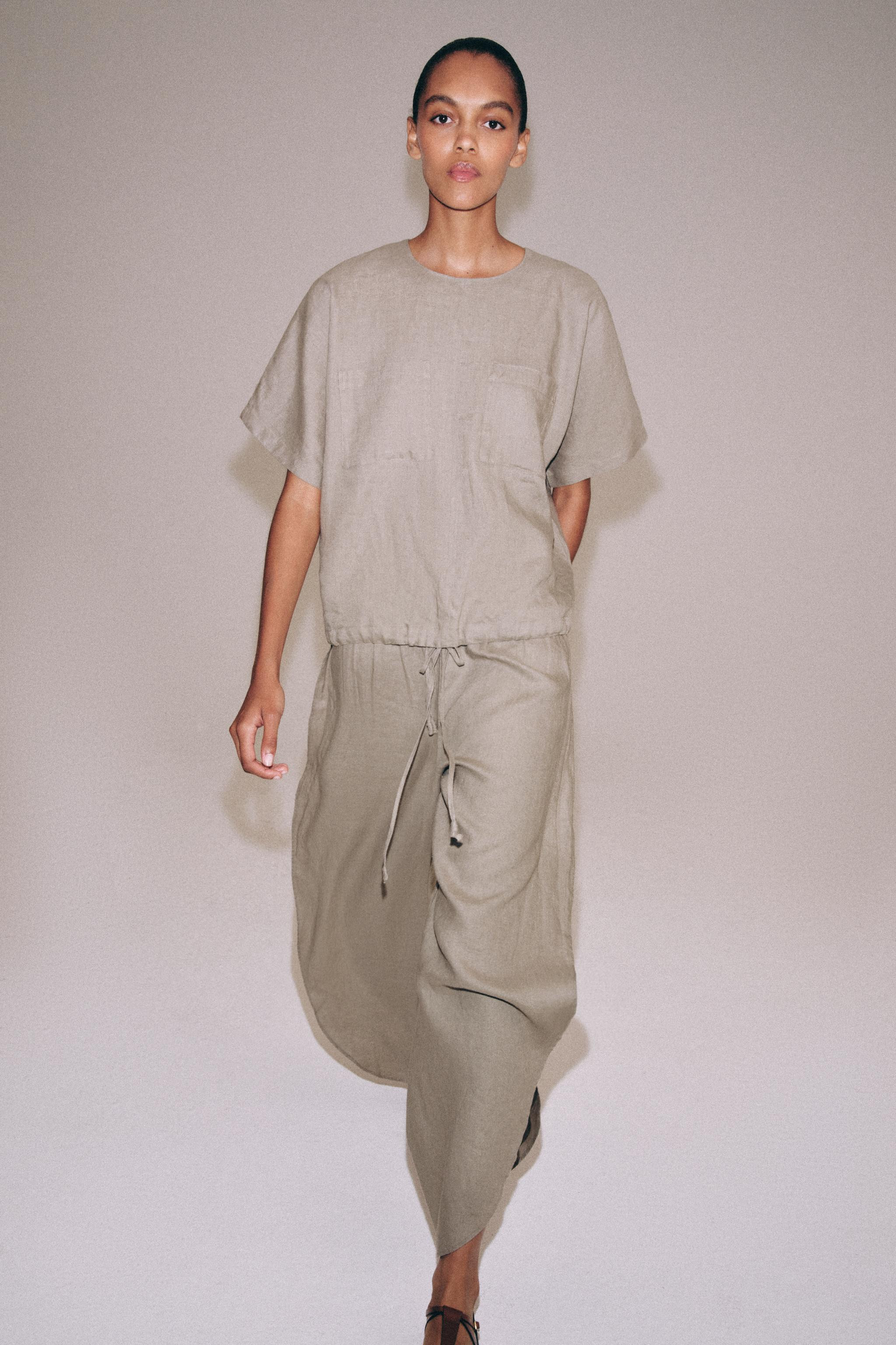 ZW COLLECTION 100% LINEN TOP WITH DRAWSTRINGS | Zara UK