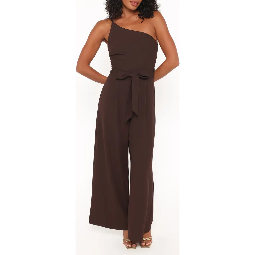 Petal & Pup Leyton Asymmetric Jumpsuit in Chocolate Brown at Nordstrom, Size 8 | Nordstrom