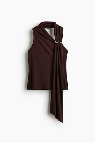 H & M - Metal-detail halterneck top - Brown | H&M (UK, MY, IN, SG, PH, TW, HK)