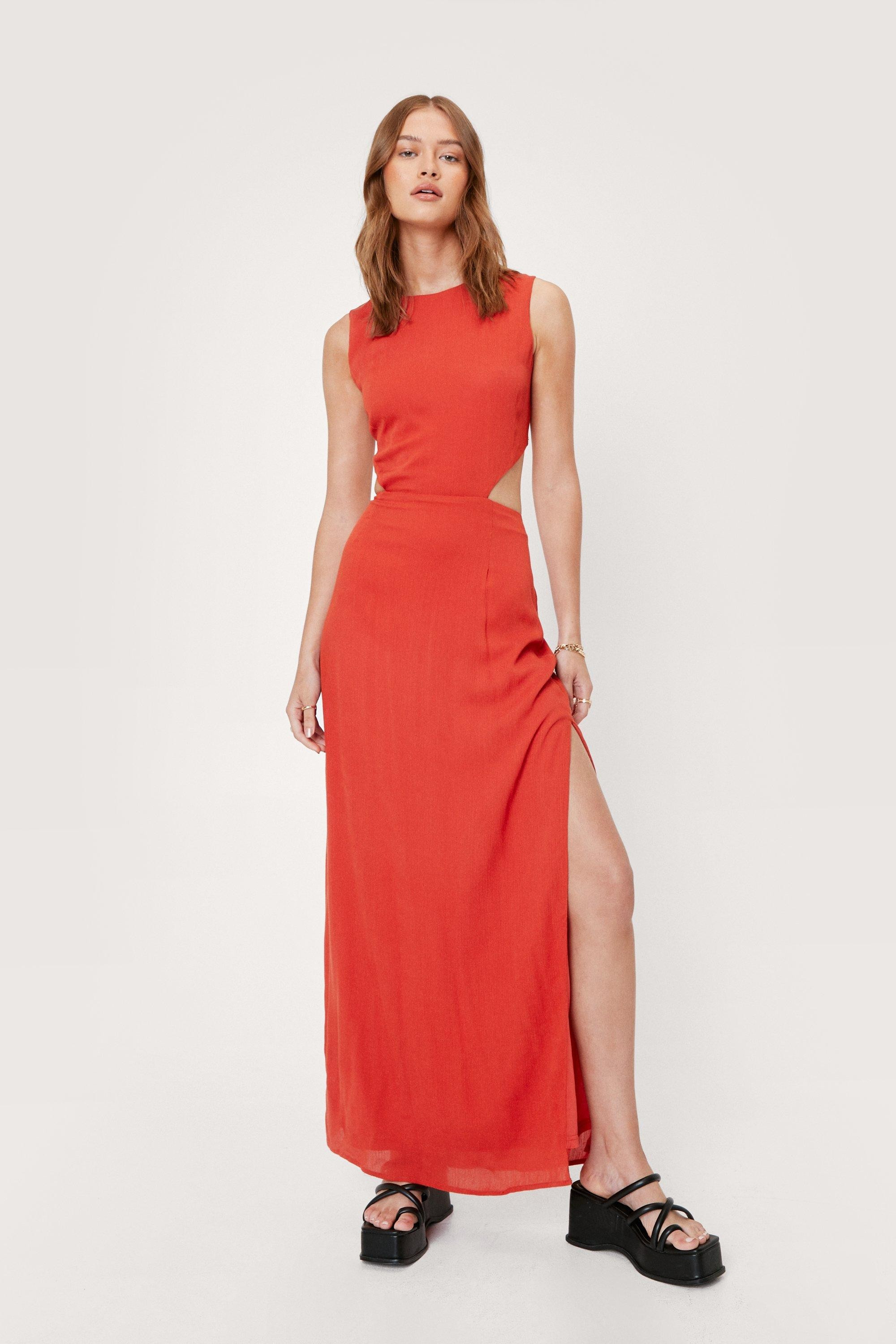 Cotton Racerback Split Hem Maxi Dress | Nasty Gal (US)