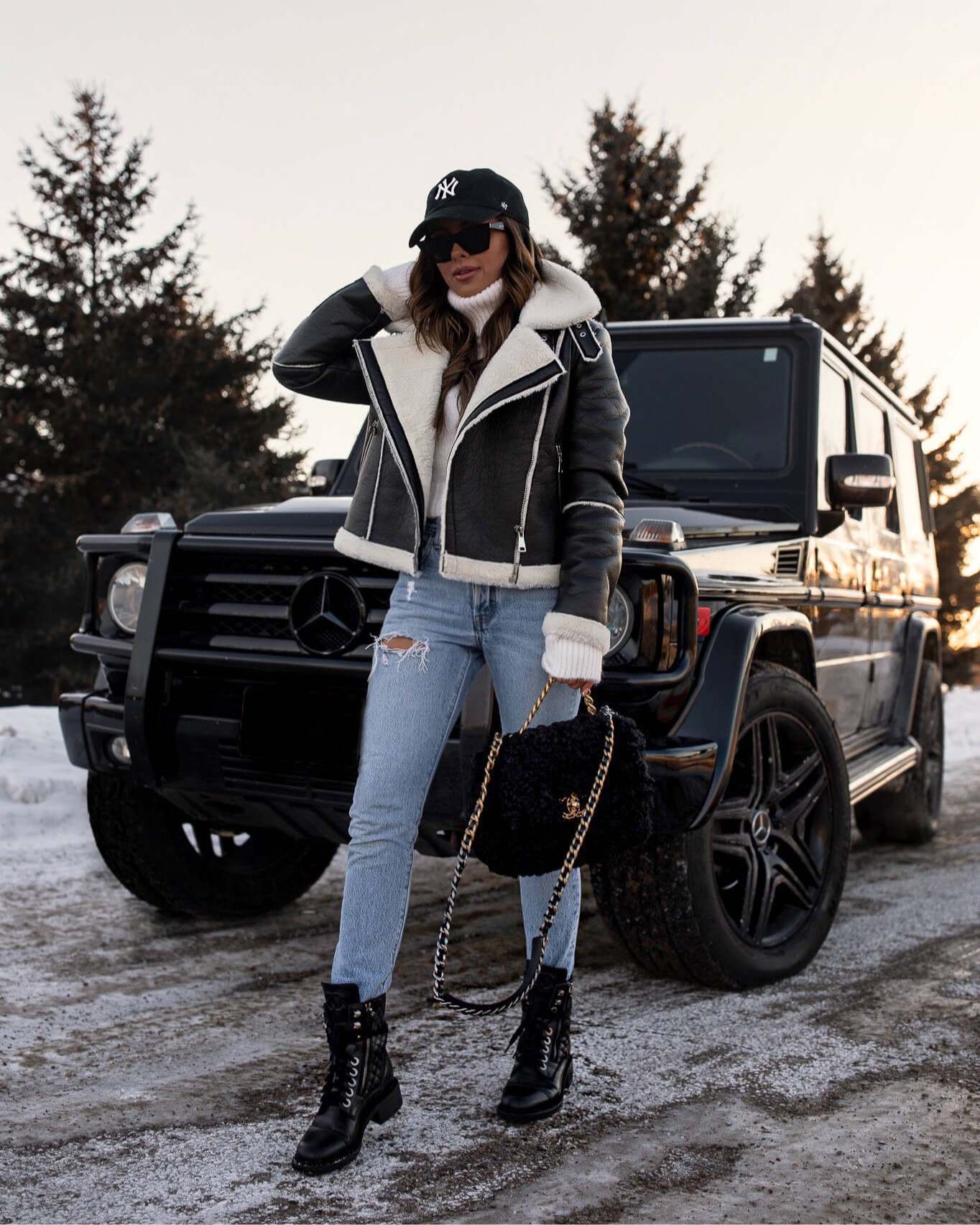 Casual winter outfit
Superdown shearling biker jacket
Levi’s jeans wearing a 24
Combat boots 

#LTKunder100 #LTKSeasonal #LTKstyletip