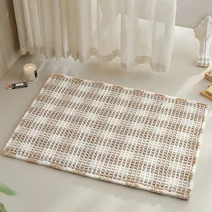 Waffle Bath Mat, Boho Bathroom Rugs Non Slip Washable Absorbent Checkered Bathroom Mat Quick Dry ... | Amazon (US)