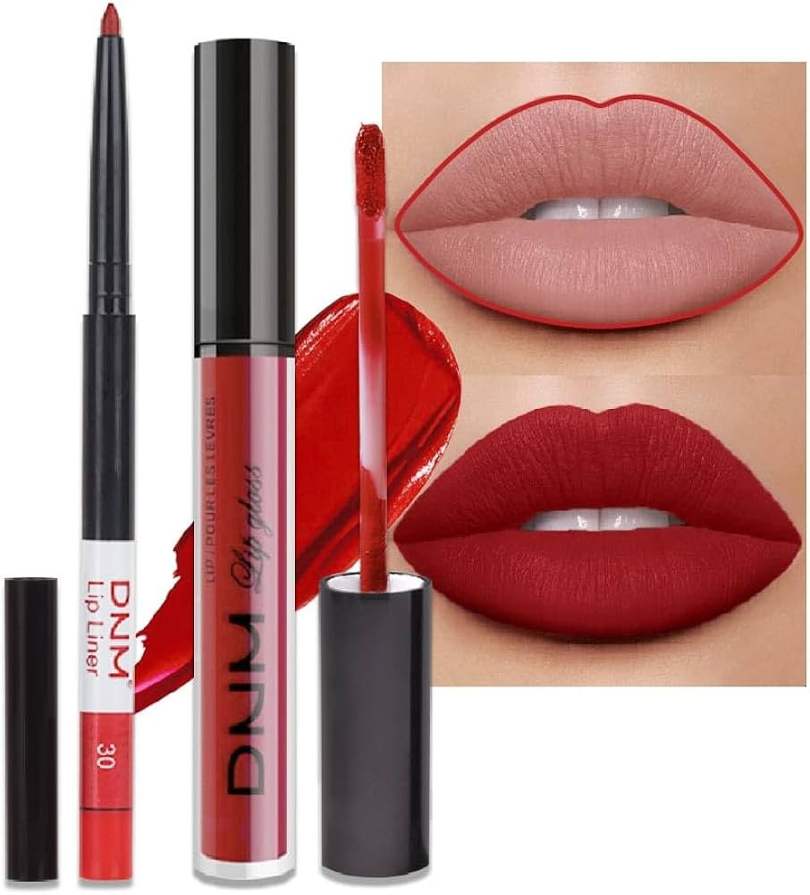 evpct 2Pcs Dark Oxblood Red Matte Lip Liner and Lipstick Combo Lip Gloss Stains Pencil Makeup Set... | Amazon (US)