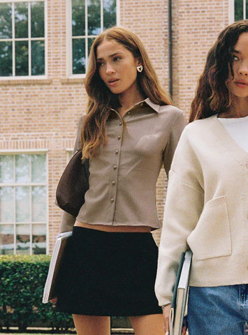 Anni Pinstripe Shirt Beige | Princess Polly US