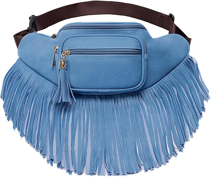 Solene Fringe Waist bag for women with Multi Zipper Pockets | Amazon (US)