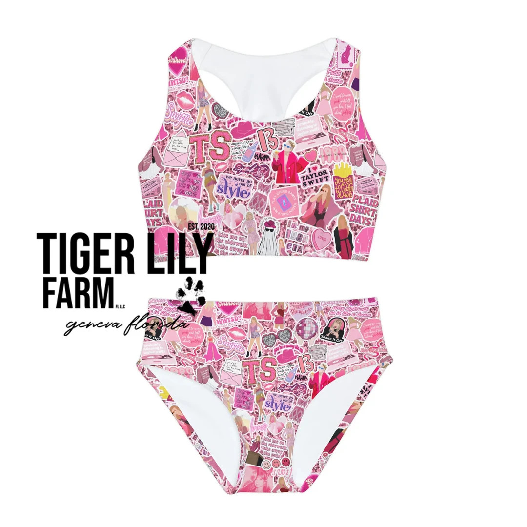 Swiftie Pink Girls Two Piece Swimsuit - Etsy | Etsy (US)
