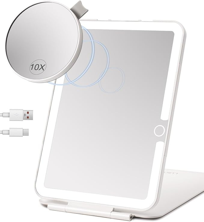 Rechargeable Travel Makeup Mirror with Light,7x5 inches Portable Lighted Vanity Mirror with Small... | Amazon (US)