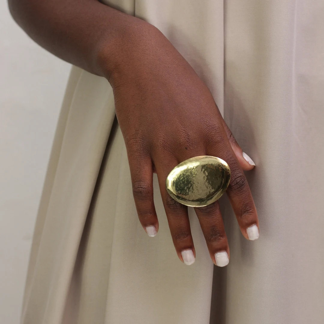 Big Statement Ring for Women, Large Chunky Ring in Golden Brass - Etsy | Etsy (Global)