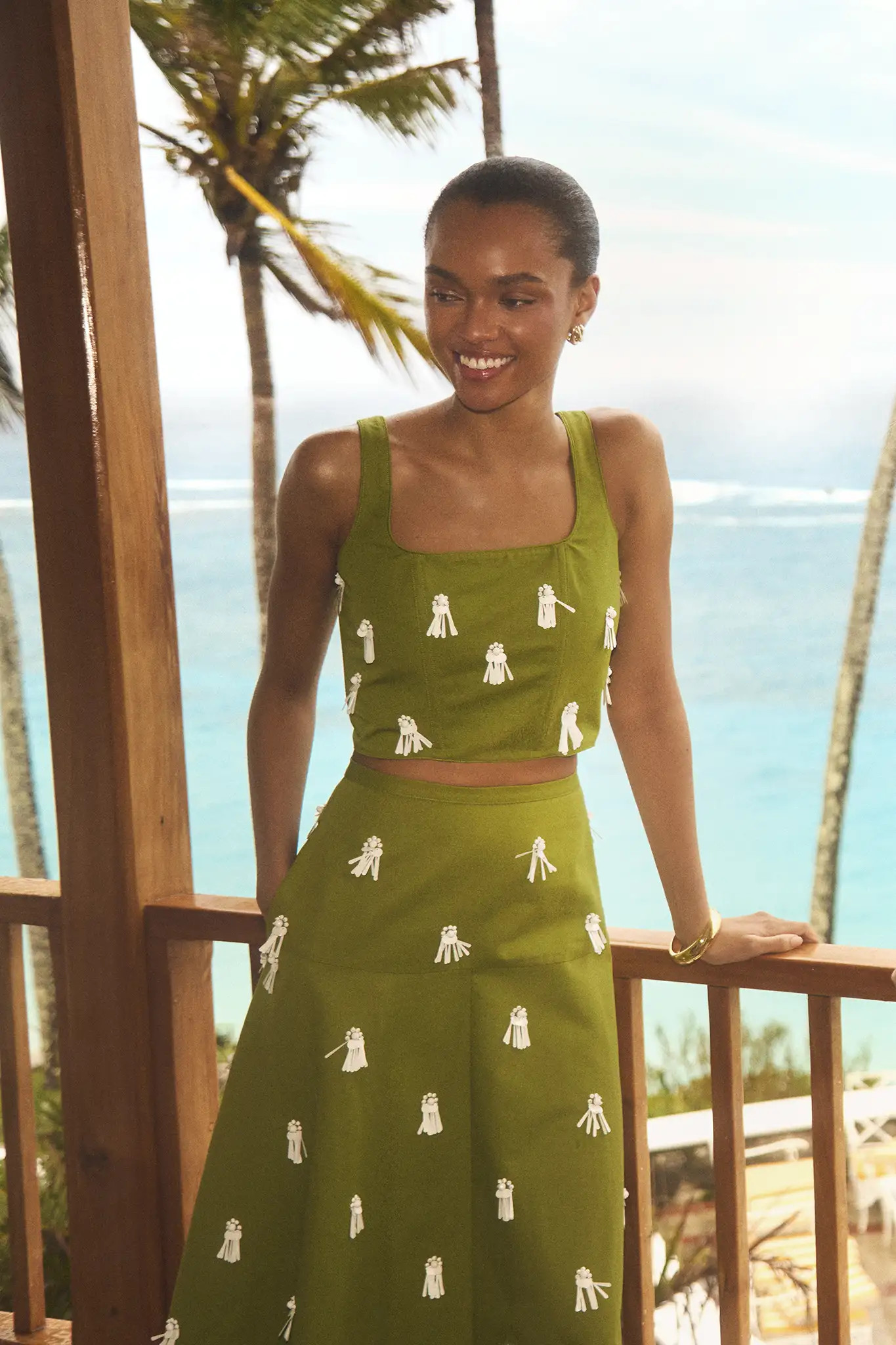 Ida Skirt | Green Embellished Skirt | Hunter Bell | Hunter Bell