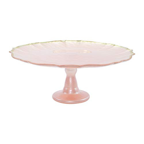 viva by Vietri Baroque Glass Pink Cake Stand Pedestal, 12.25" D Display Platter for Serving Dessert | Amazon (US)