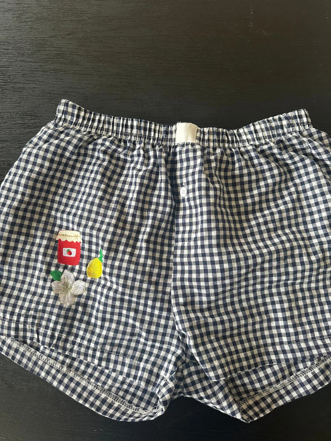 Picnic lemon Fruit Embroidery shorts | Summer flower collage boxer shorts | girly Y2K embroidery ... | Etsy (US)