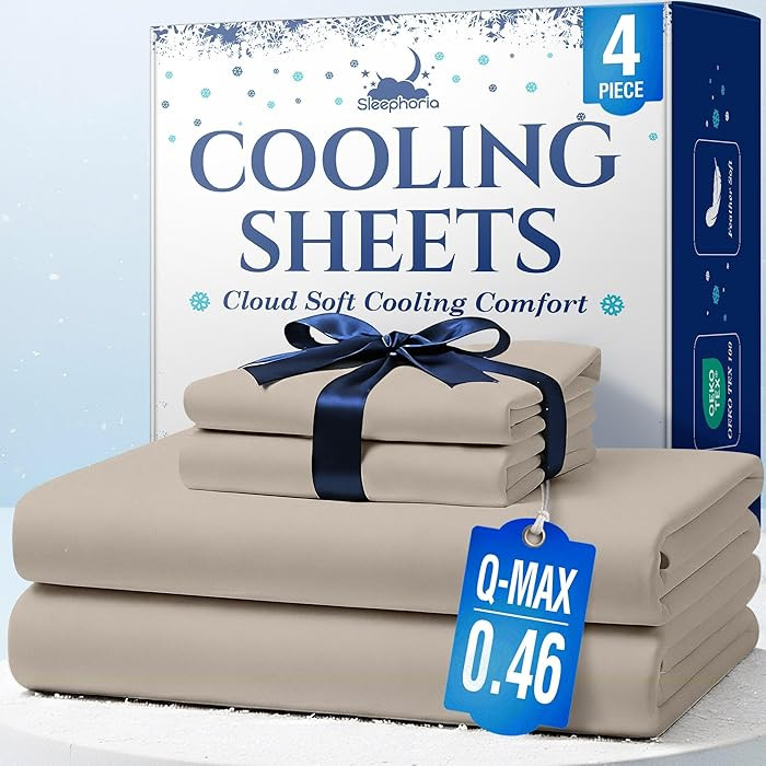 Cooling Sheets - BreezeWeave 4 PC Queen Size Cooling Bed Sheets for Hot Sleepers & Deep, Cool Res... | Amazon (US)