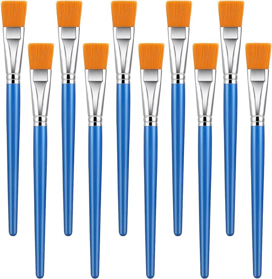 10 Pcs Flat Paint Brushes for Acrylic Painting, 1 Inch Art Paint Brushes Artist Painting Brush fo... | Amazon (US)
