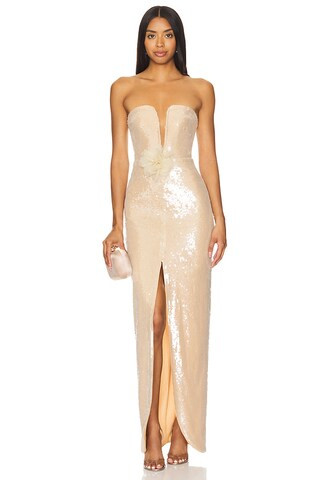 self-portrait Sequin Maxi Dress in Champagne from Revolve.com | Revolve Clothing (Global)