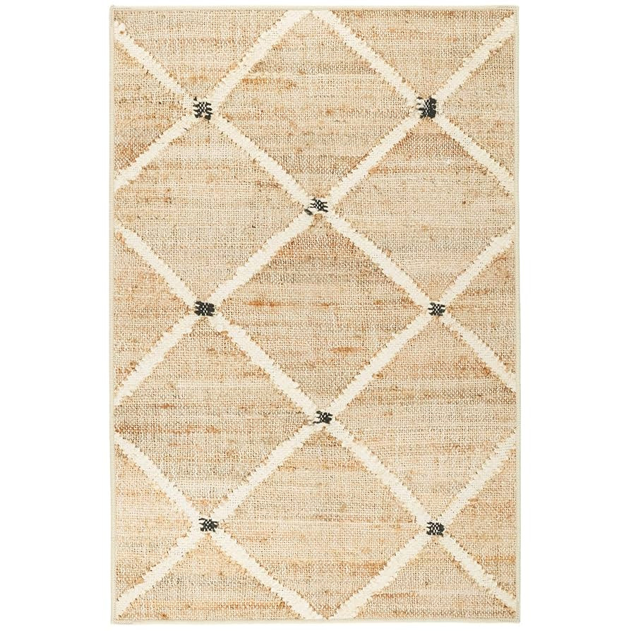 Dash and Albert Kali Machine Washable Area Rug - 2' x 3' Natural - Diamond Accent Rug - Anti-Slip... | Amazon (US)