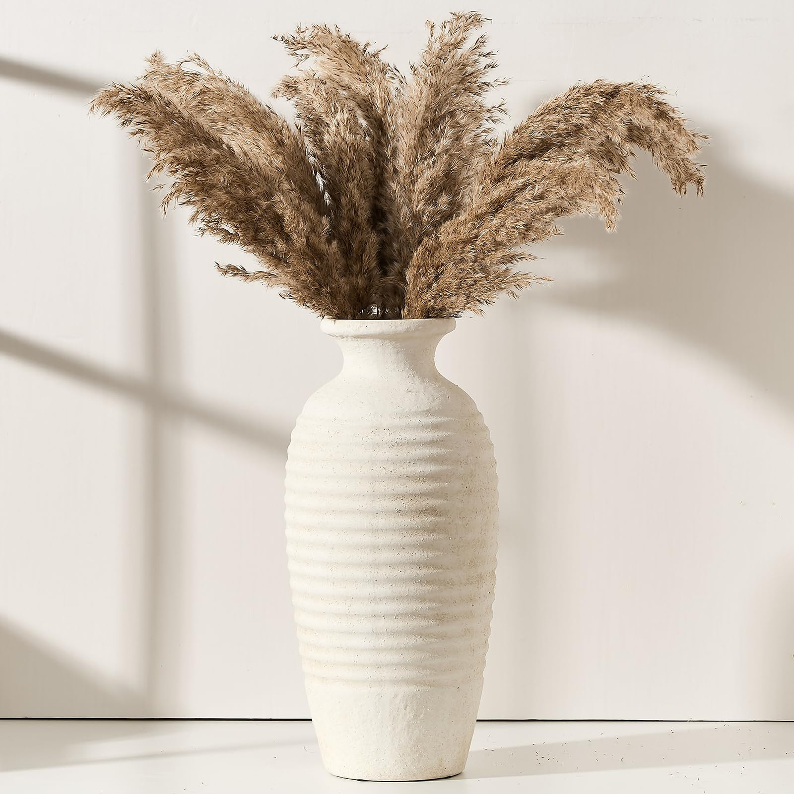 Ceramic Natural Rustic Vase, 14.4 Inch Large Vintage Flower Threaded Decorative Farmhouse Tall Va... | Amazon (US)