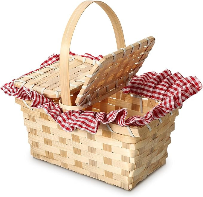 Gingham Picnic Basket, Fun Costume Accessory, Picnic Hamper for Halloween Women Costume Riding Ho... | Amazon (US)