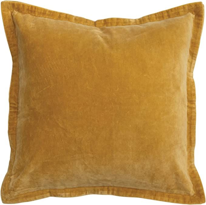 Creative Co-Op Cotton Velvet Patterned Flanged Edge, Mustard Pillow Covers, 20" L x 20" W x 1" H,... | Amazon (US)
