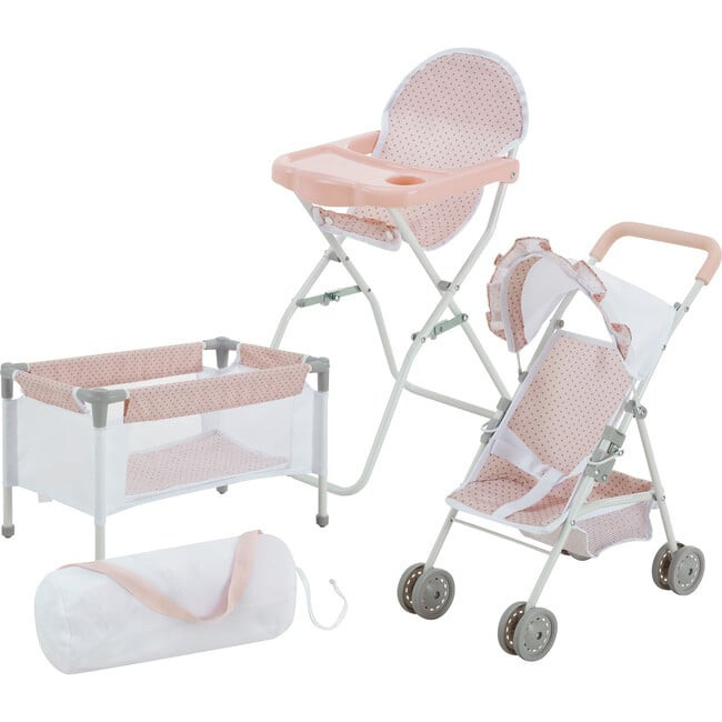 Olivia's Little World Baby Doll 3pc Nursery Set, Pink & Gray | Maisonette