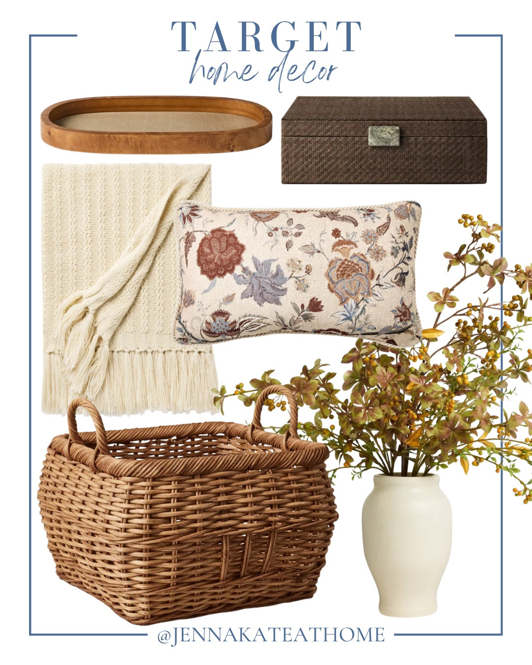 Home decor from Target includes faux plant, throw pillow, decorative box, tray, throw blanket, and basket.

Home decor, looks for less, styled home

#LTKHome #LTKSaleAlert #LTKSeasonal