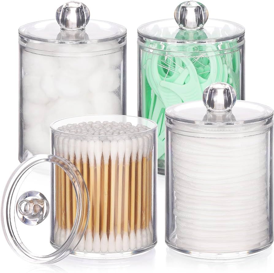 Tbestmax 4 Pack Qtip Holder - Restroom Bathroom Organizers and Storage Containers, Clear Plastic ... | Amazon (US)