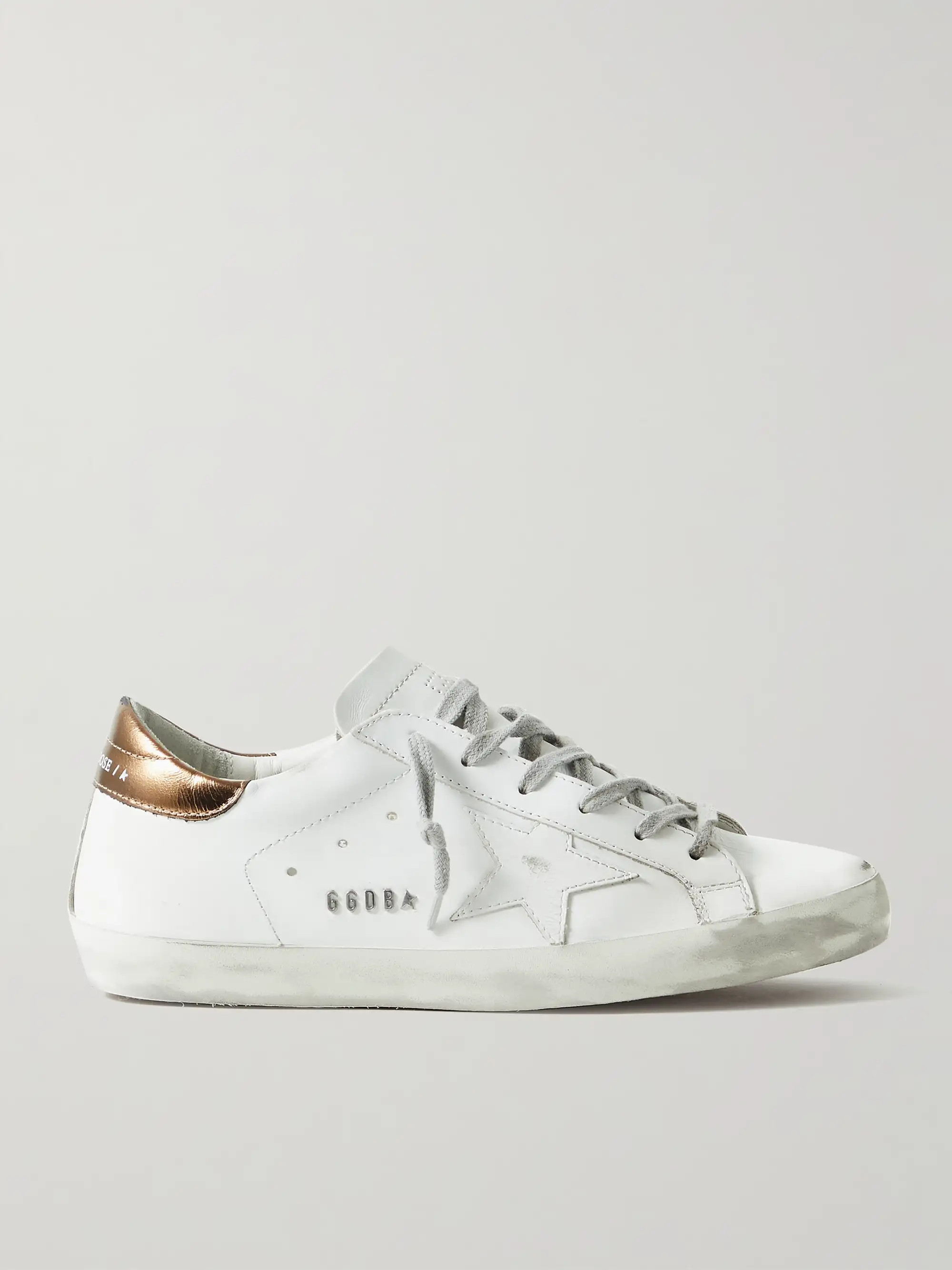 Superstar distressed metallic leather sneakers | NET-A-PORTER (US)