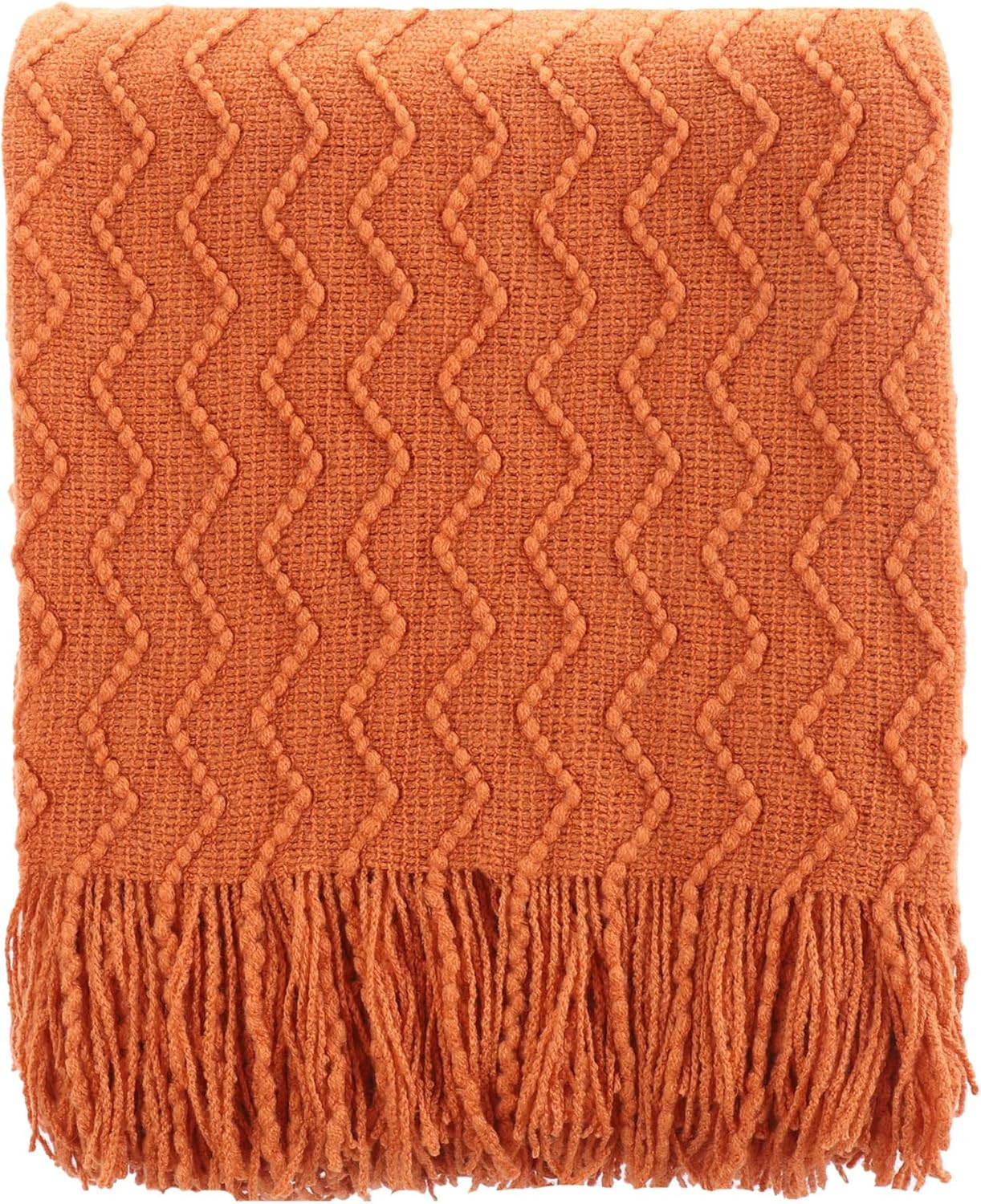 BATTILO HOME Burnt Orange Throw Blanket for Couch, Decorative Knitted Spring Blankets with Tassel... | Amazon (US)