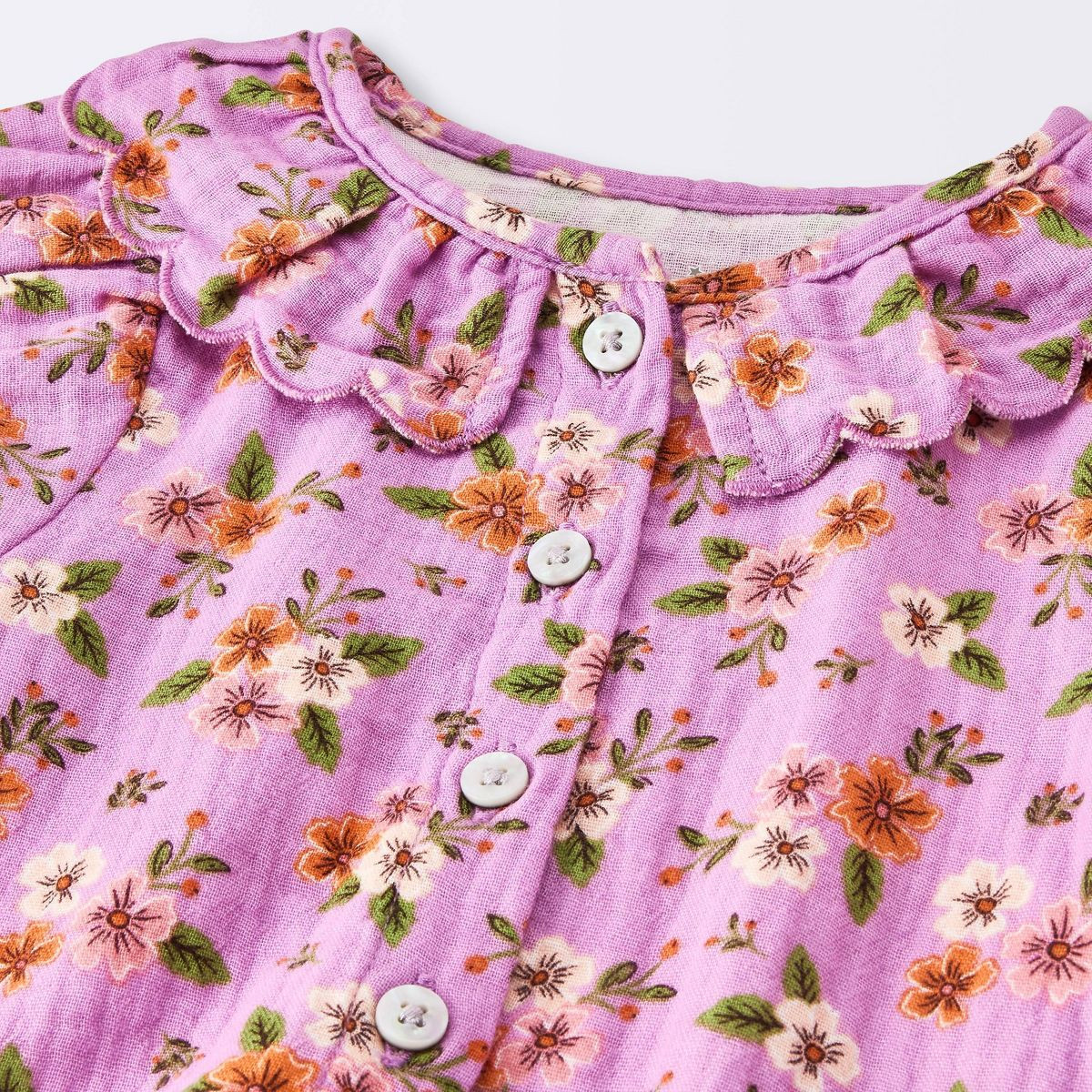 Baby Girls' Floral Scallop Collar Short Sleeve and Shorts Set - Cloud Island\u2122 Purple Newborn | Target