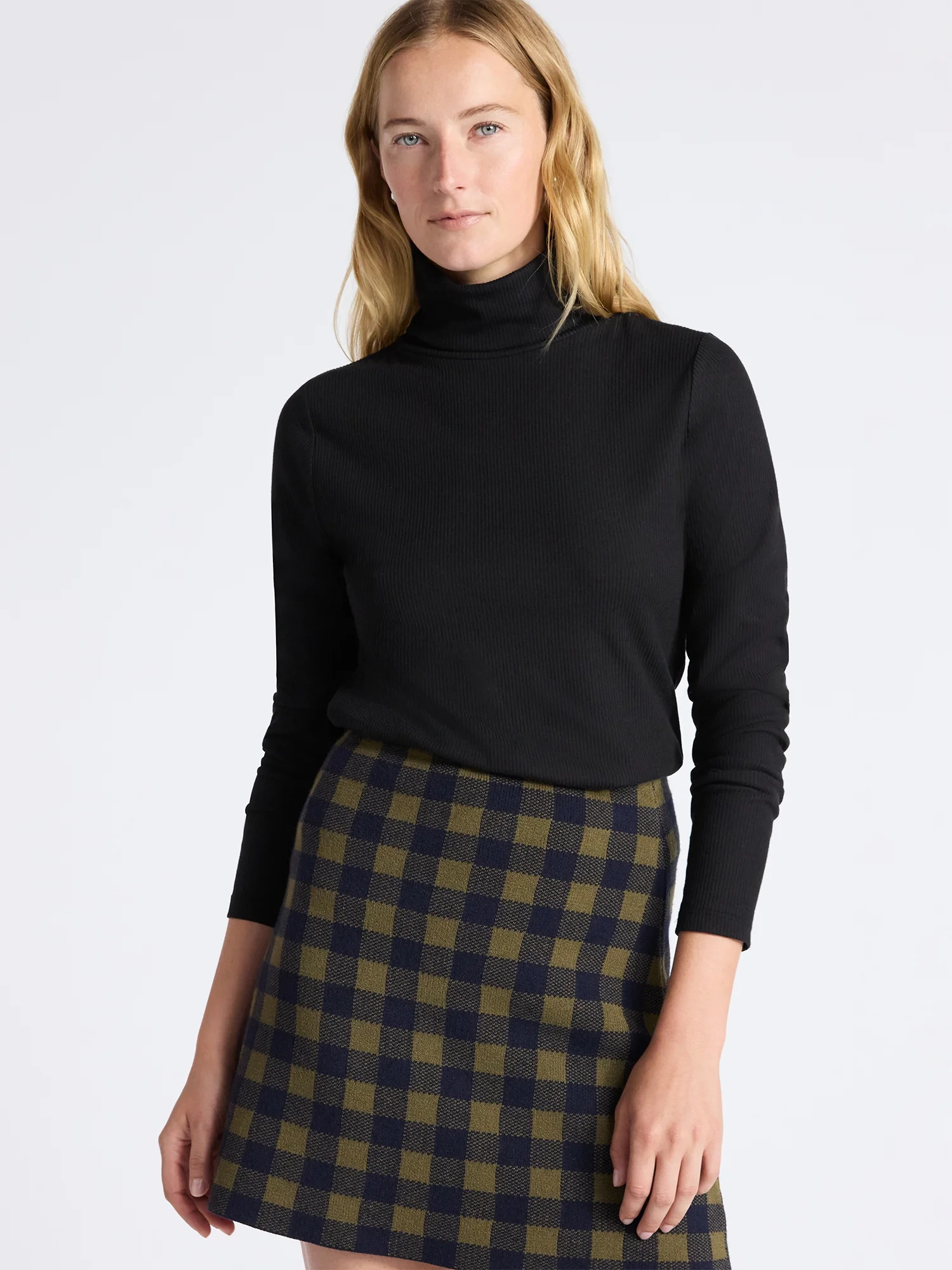 Free Assembly Women's Ribbed Turtleneck Tee, Sizes XS-XXL | Walmart (US)