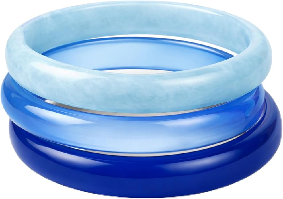 Wine Wear Resin Bangle Bracelet Set, 3pc Blue Ombre Stackable Bangles, Lightweight Waterproof Bra... | Amazon (US)