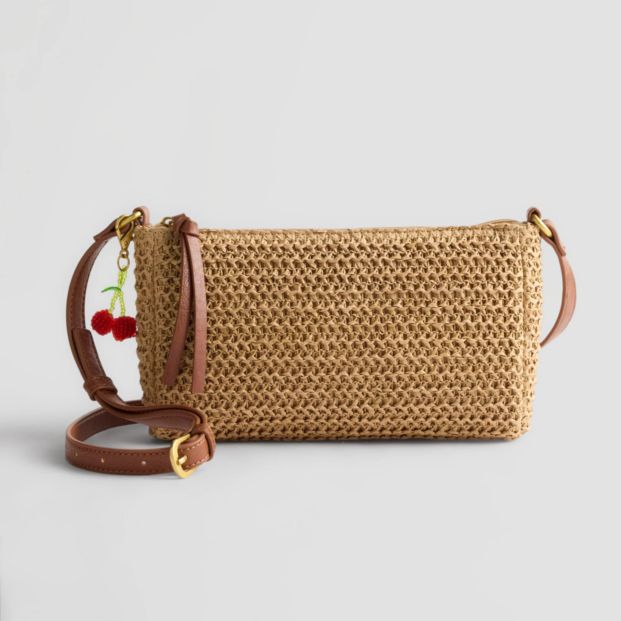 Sonoma Goods For Life\u00ae Geer Straw Top-Zip Crossbody Bag with Detachable Cherry Charm | Kohl's