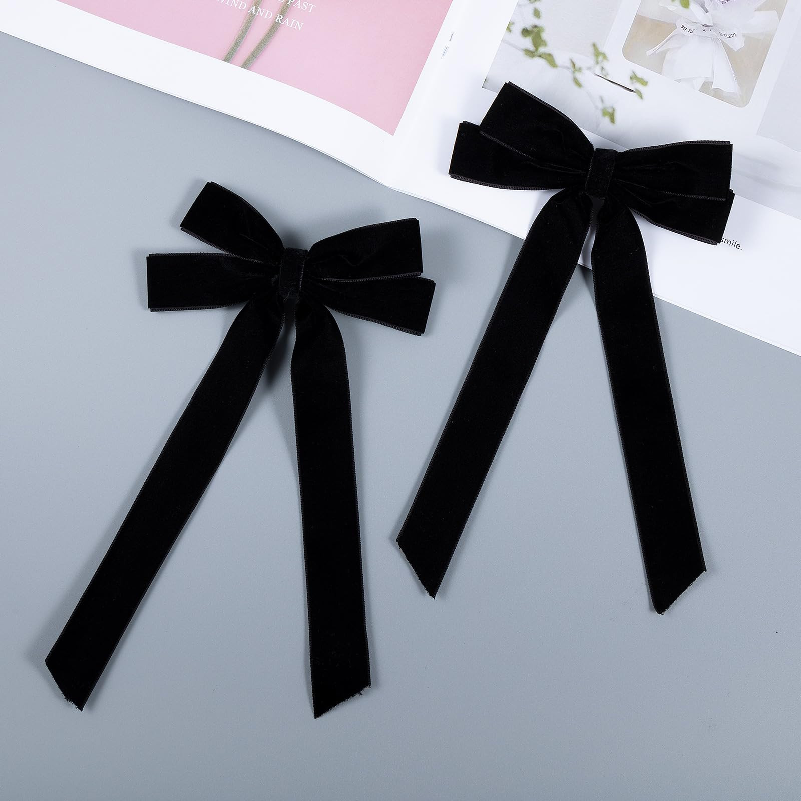 2PCS Handmade Velvet Bow Hair Clips, Hair Accessories for Women Girls, Elegant Hair Ties Hair Sty... | Amazon (US)