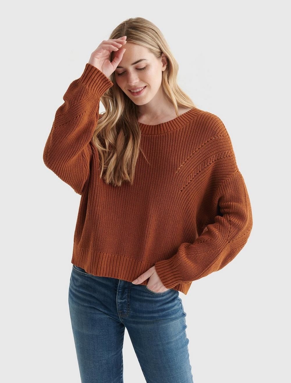 CROPPED RIB-KNIT PULLOVER REVERSIBLE SWEATER | Lucky Brand
