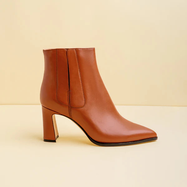 Terracotta Calf Leather Bold Block Ankle Boot | ALLY Shoes