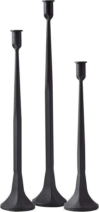 Denique Iron Taper Candle Holder Set of 3, Black Candlestick Holders 19.3\u201d17\u201d 14\u201d ... | Amazon (US)