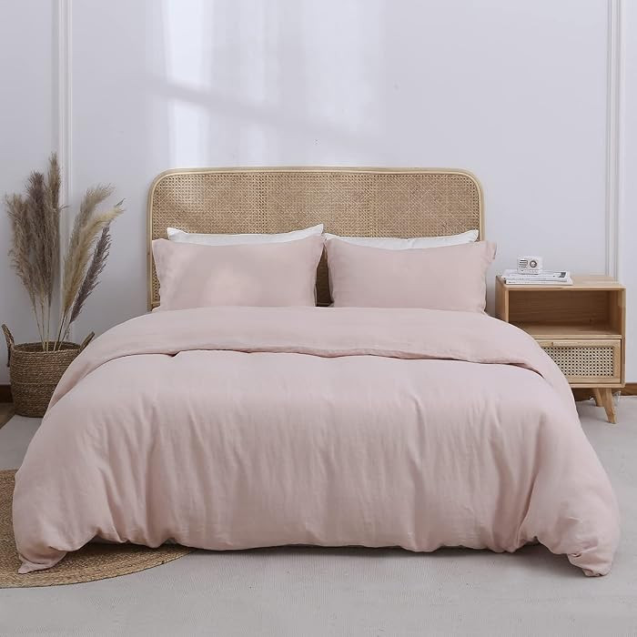 Simple&Opulence 100% Linen Duvet Cover Set 3pcs Basic Style Natural French Washed Flax Solid Colo... | Amazon (US)