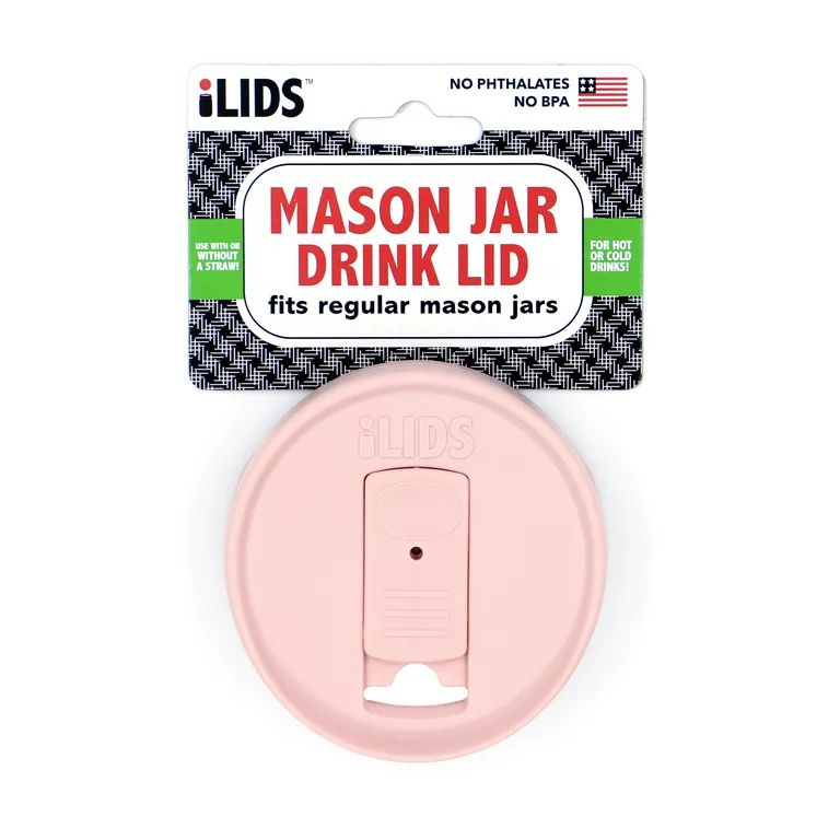 iLIDS Mason Jar Drink Lid with Regular Mouth, Pale Pink Color, Spill Resistant | Walmart (US)