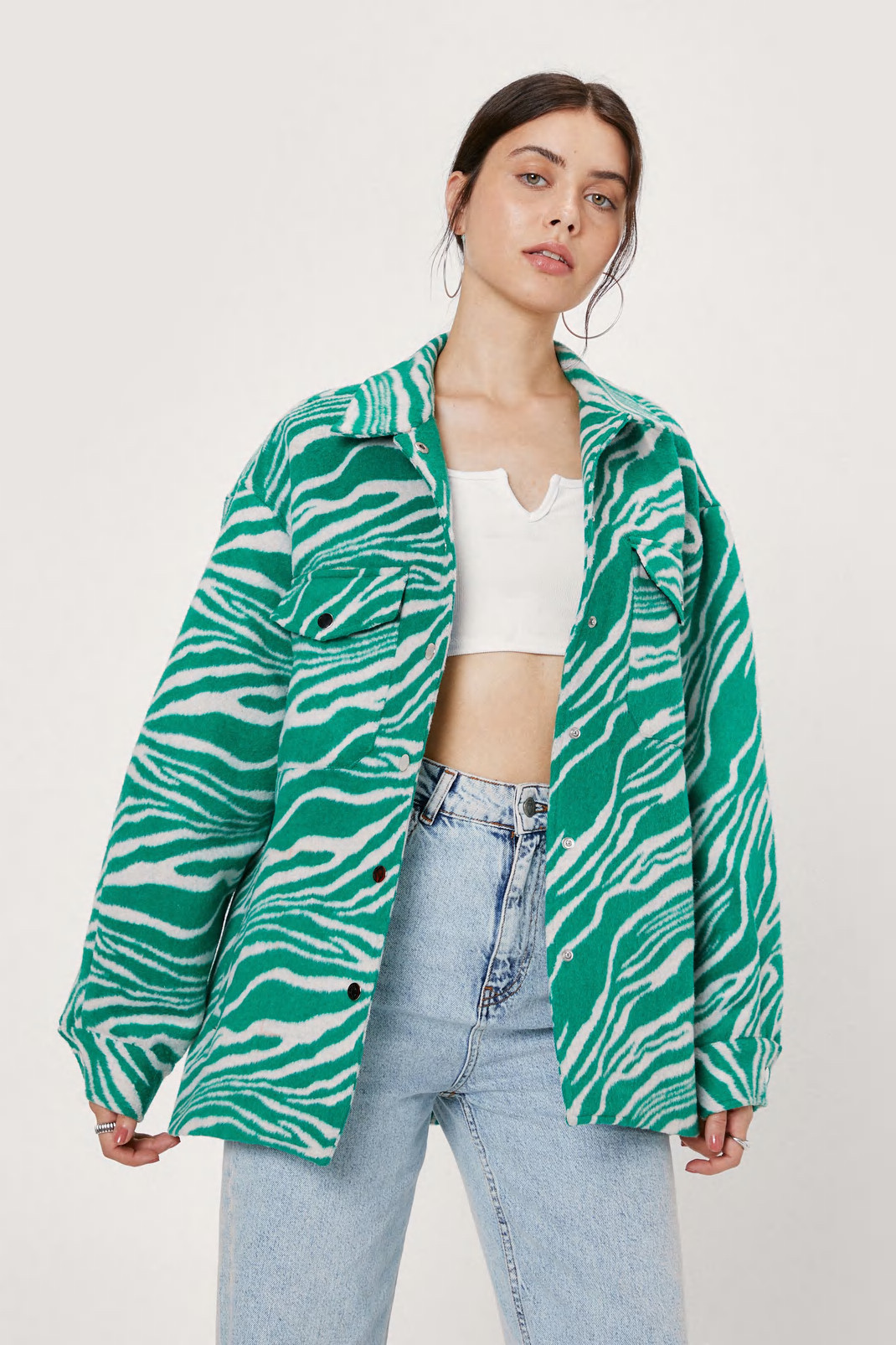 Zebra Print Wool Look Shacket | Nasty Gal (US)