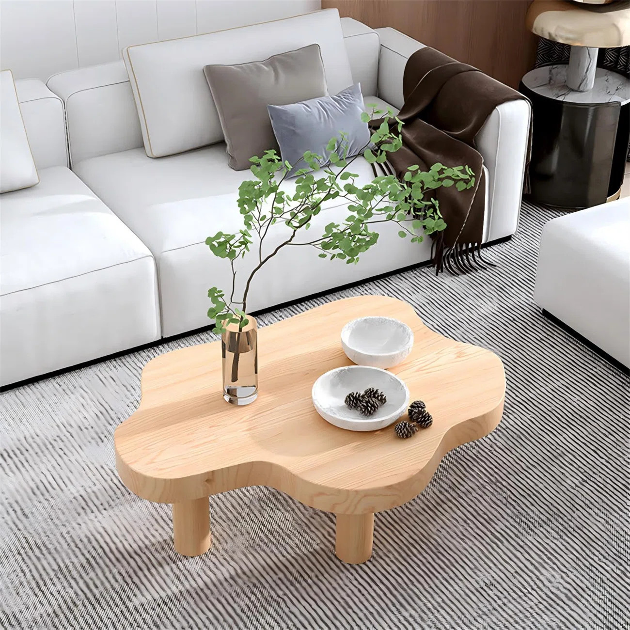 Cloud Shaped Coffee Table, Modern 3-Leg Irregular Accent Table with Rounded Edges for Living Room | Wayfair North America