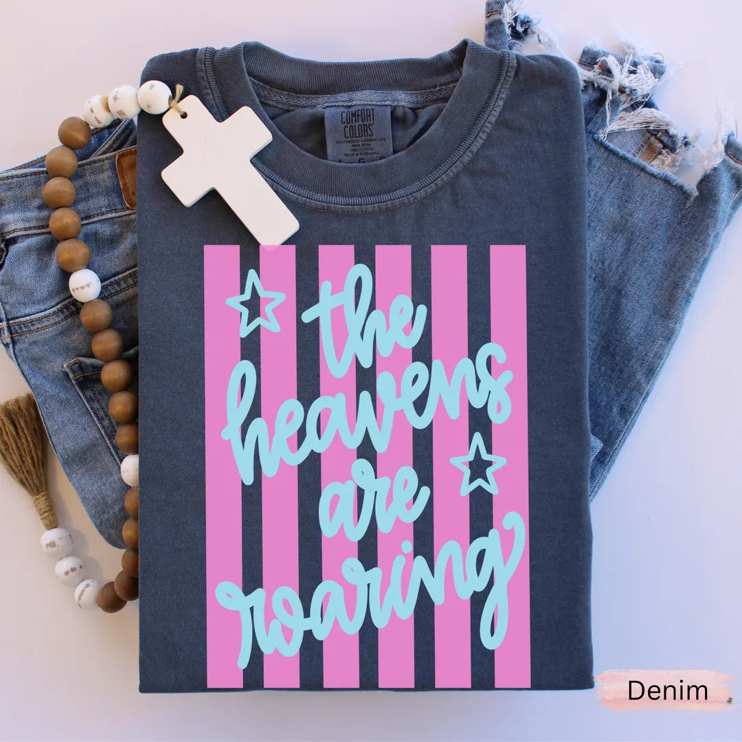 The Heavens are Roaring T-shirt | pastel stripes, script lettering, stars, Easter, Christian Tee | Etsy (US)