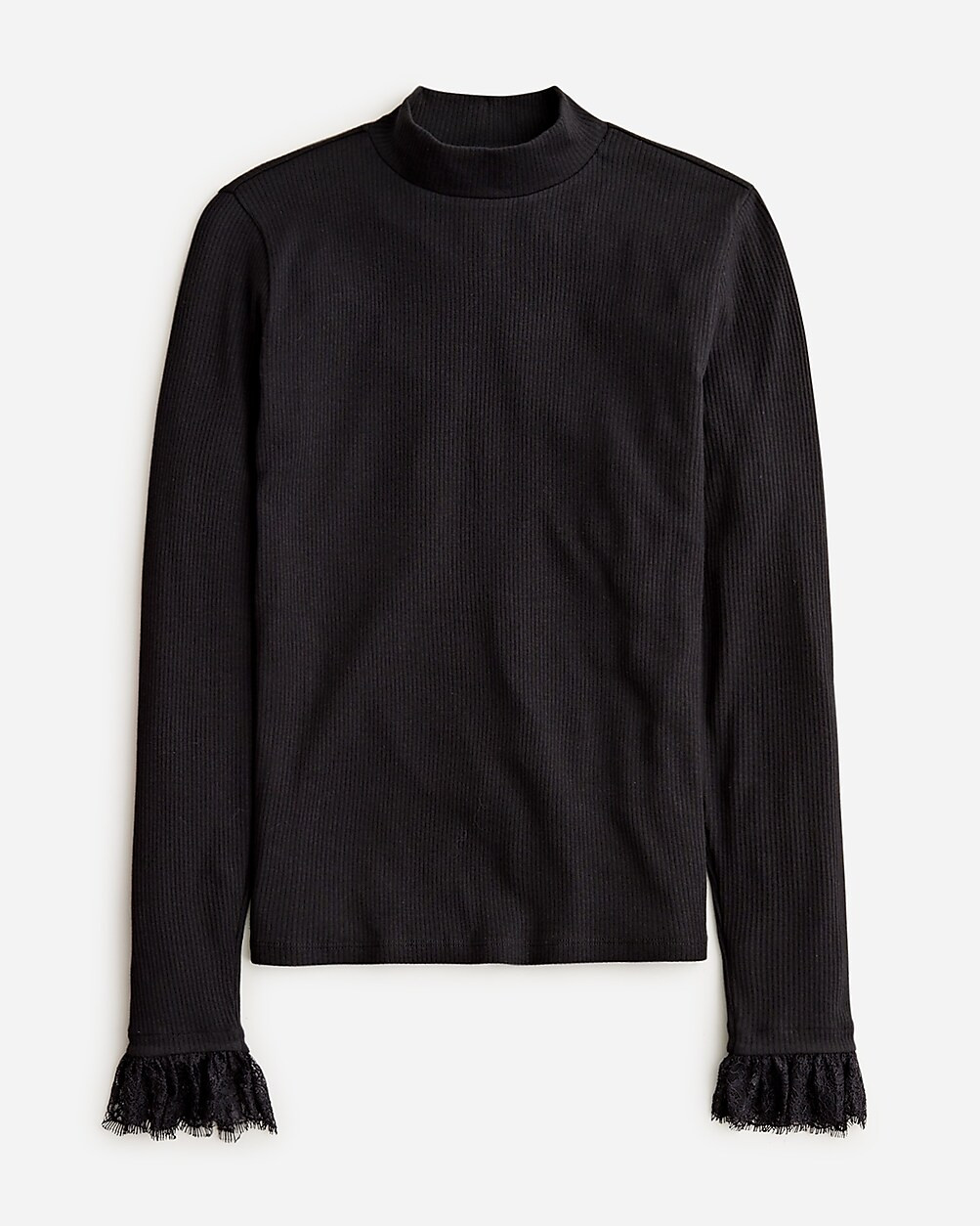 Vintage rib lace-cuff mockneck T-shirt | J. Crew US