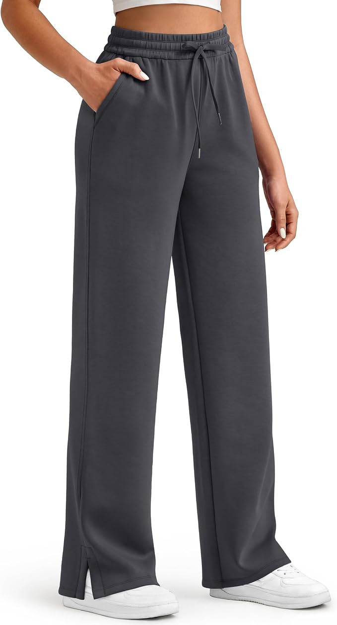 G4Free Smoofit Women's Wide Leg Sweatpants Drawstring Side Slit | Amazon (US)