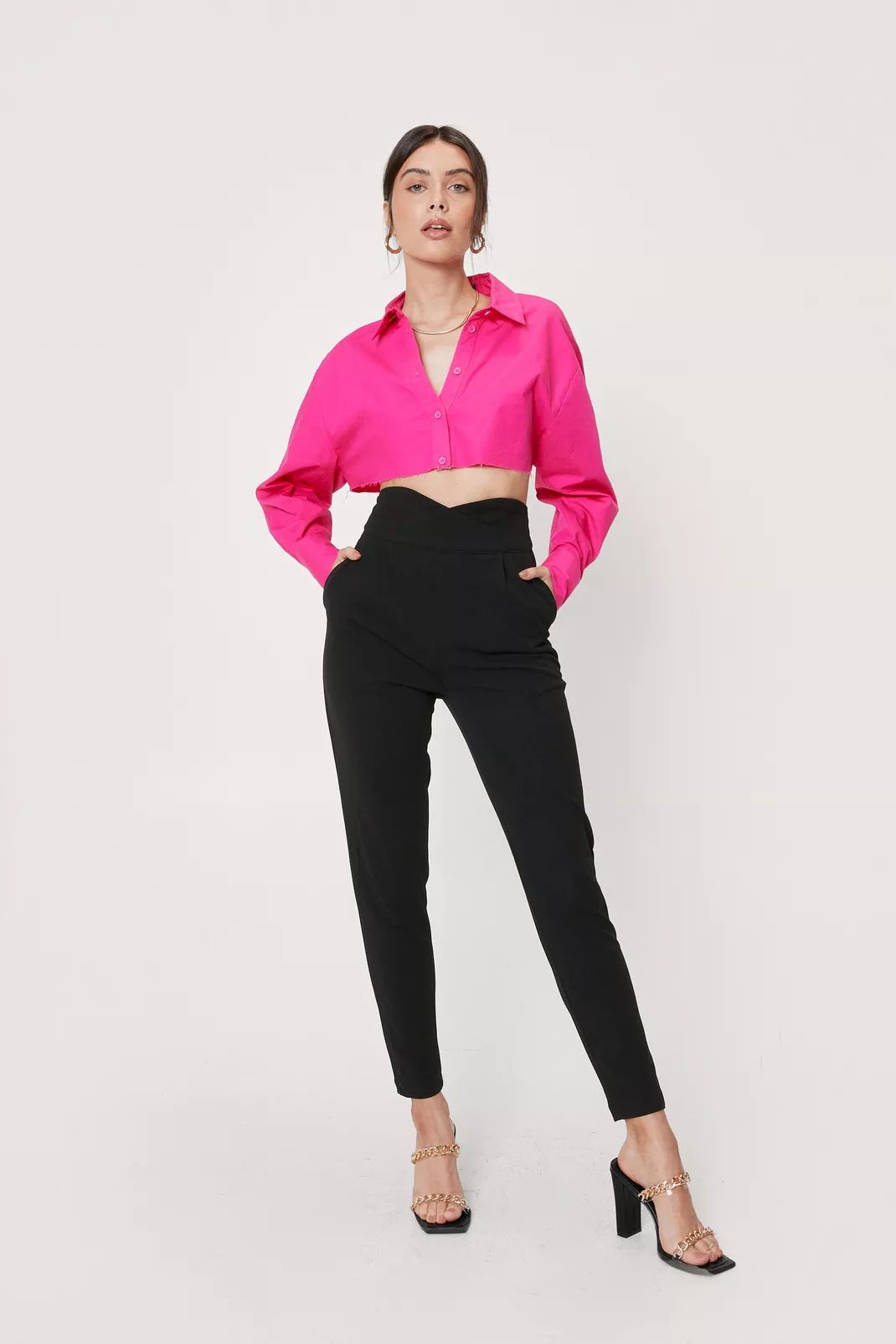 Fitted Wrap Waist Tailored Pants | Nasty Gal (US)
