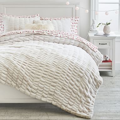 Ruched Faux-Fur Comforter & Sham | Pottery Barn Teen