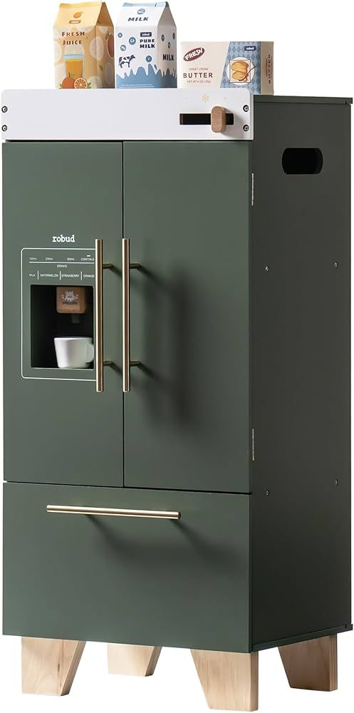 ROBUD Kids Play Kitchen - Vintage Green Refrigerator for Kids Kitchen Playset with Accessories - ... | Amazon (US)