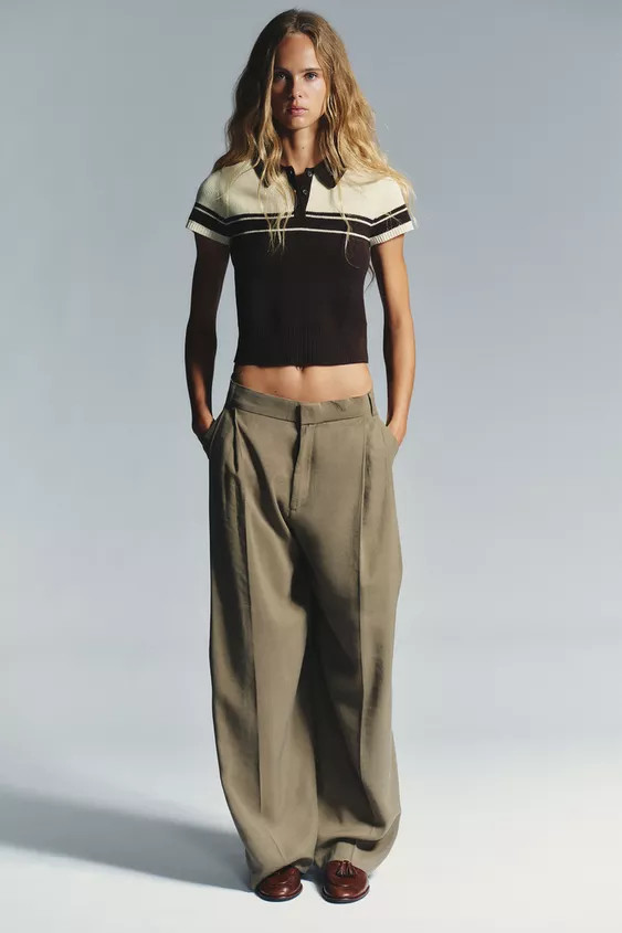 RIB KNIT POLO TOP | Zara UK