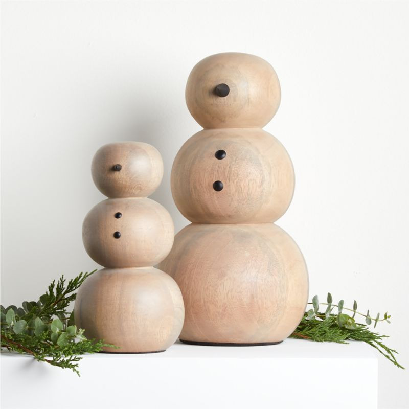 Wooden Snowmen | Crate and Barrel | Crate & Barrel